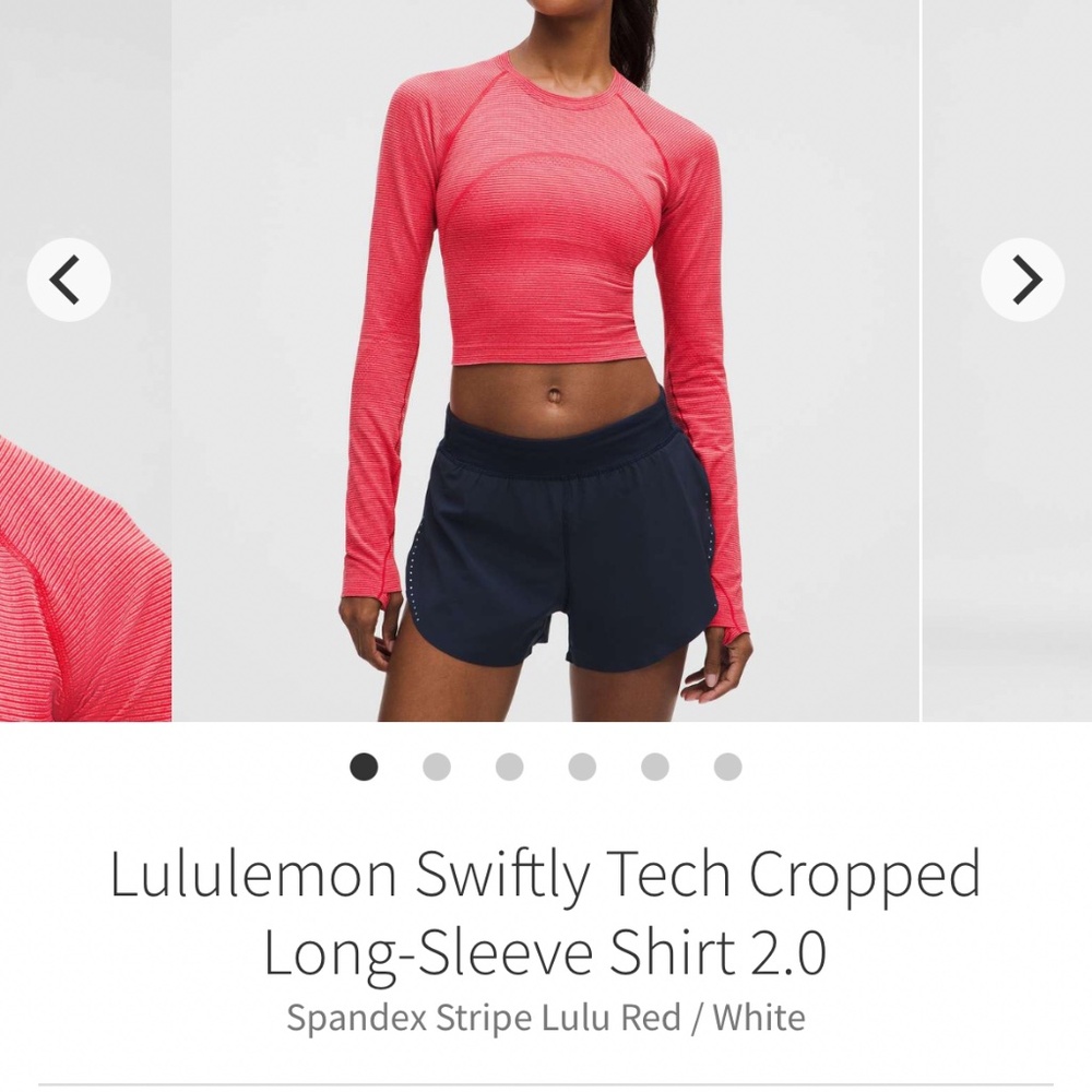 Lululemon Swiftly Tech Cropped Long Sleeve size 10